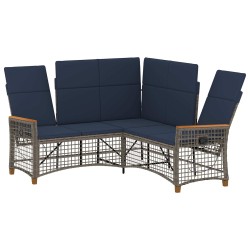 Ensemble de canapés inclinables de jardin Gris et bleu marine 581537581537