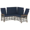 Ensemble de canapés inclinables de jardin Gris et bleu marine 581537581537