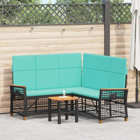 Ensemble de canapés inclinables de jardin Noir et turquoise 581538581538