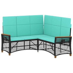 Ensemble de canapés inclinables de jardin Noir et turquoise 581538581538