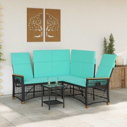 Ensemble de canapés inclinables de jardin Noir et turquoise 581538581538
