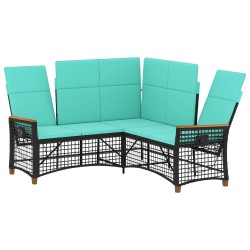 Ensemble de canapés inclinables de jardin Noir et turquoise 581538581538