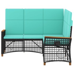 Ensemble de canapés inclinables de jardin Noir et turquoise 581538581538
