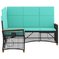 Ensemble de canapés inclinables de jardin Noir et turquoise 581538581538