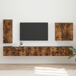 Ensemble de meuble TV mural Montage mural 6 pcs Chêne fumé 581546581546