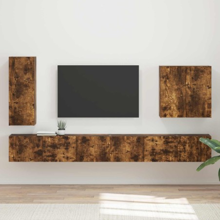 Ensemble de meuble TV mural Montage mural 6 pcs Chêne fumé 581546581546