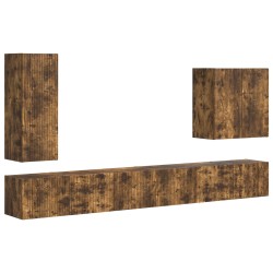 Ensemble de meuble TV mural Montage mural 6 pcs Chêne fumé 581546581546
