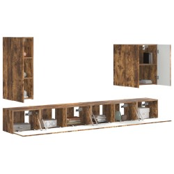 Ensemble de meuble TV mural Montage mural 6 pcs Chêne fumé 581546581546