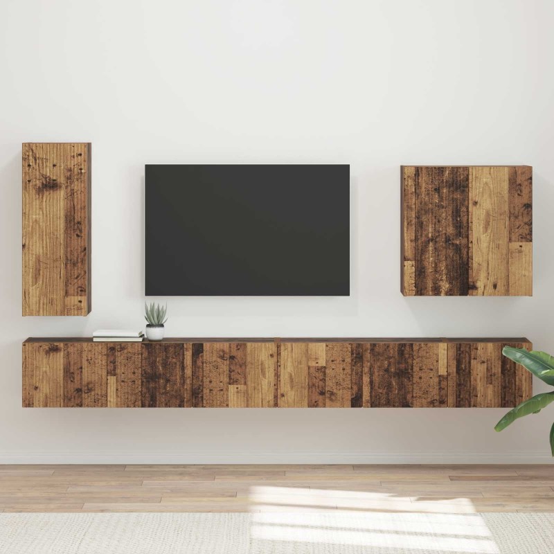 Ensemble de meuble TV mural Montage mural 6 pcs Bois Ancien 581555581555