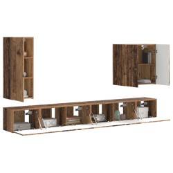 Ensemble de meuble TV mural Montage mural 6 pcs Bois Ancien 581555581555
