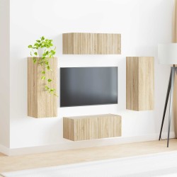 Ensemble de meuble TV mural Montage mural 4 pcs Chêne Sonoma 581556581556