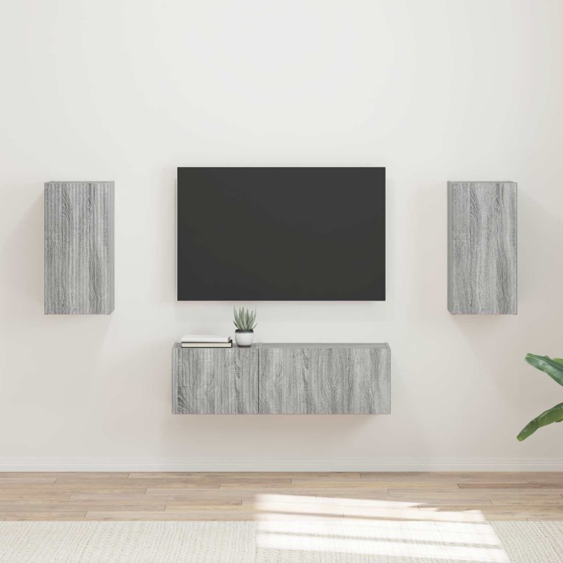 Ensemble de meuble TV mural 4 pcs Gris Sonoma Bois d'ingénierie 581557581557