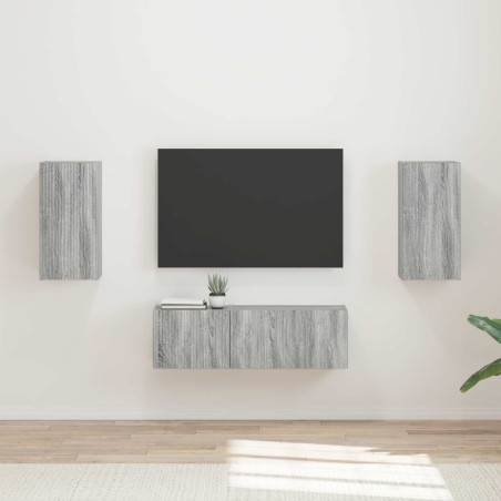 Ensemble de meuble TV mural 4 pcs Gris Sonoma Bois d'ingénierie 581557581557