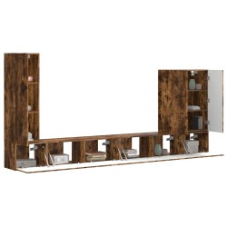 Ensemble de meuble TV mural Montage mural 6 pcs Chêne fumé 581560581560