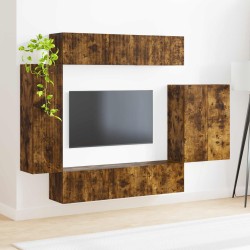 Ensemble de meuble TV mural Montage mural 6 pcs Chêne fumé 581560581560