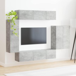 Ensemble de meuble TV mural Montage mural 6 pcs Gris béton 581561581561