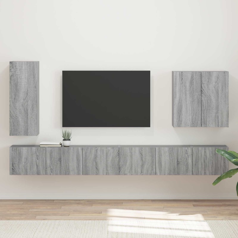 Ensemble de meuble TV mural Montage mural 6 pcs Gris Sonoma 581563581563