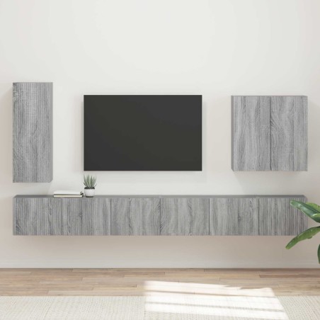 Ensemble de meuble TV mural Montage mural 6 pcs Gris Sonoma 581563581563