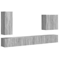 Ensemble de meuble TV mural Montage mural 6 pcs Gris Sonoma 581563581563
