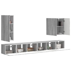 Ensemble de meuble TV mural Montage mural 6 pcs Gris Sonoma 581563581563