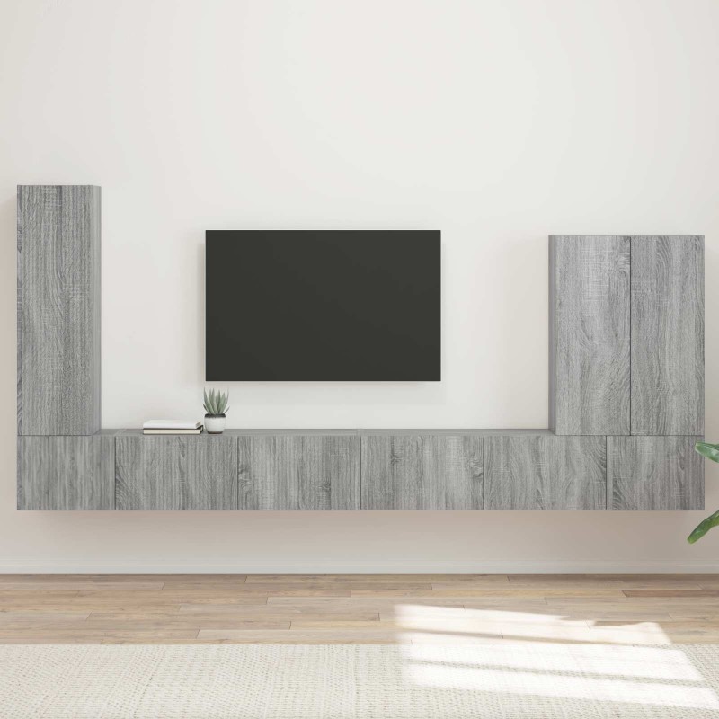 Ensemble de meuble TV mural Montage mural 6 pcs Gris Sonoma 581564581564