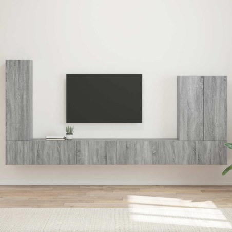 Ensemble de meuble TV mural Montage mural 6 pcs Gris Sonoma 581564581564