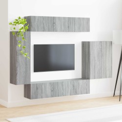 Ensemble de meuble TV mural Montage mural 6 pcs Gris Sonoma 581564581564