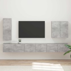 Ensemble de meuble TV mural Montage mural 6 pcs Gris béton 581569581569