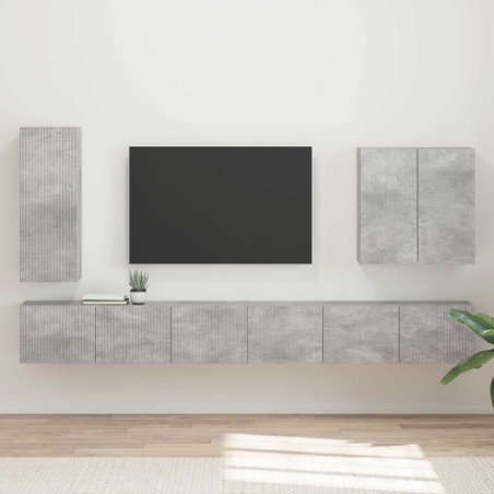 Ensemble de meuble TV mural Montage mural 6 pcs Gris béton 581569581569