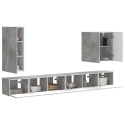 Ensemble de meuble TV mural Montage mural 6 pcs Gris béton 581569581569