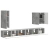 Ensemble de meuble TV mural Montage mural 6 pcs Gris béton 581569581569