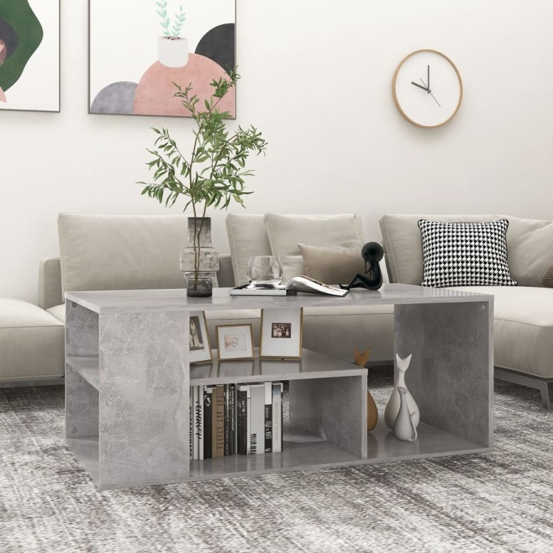 Table basse gris béton 100x50x40 cm bois d'ingénierie 581581581581