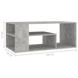 Table basse gris béton 100x50x40 cm bois d'ingénierie 581581581581