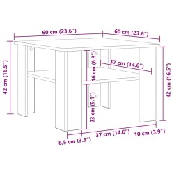 Table basse Gris béton 60x60x42 cm Bois d’ingénierie 581583581583
