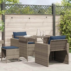 Salon de jardin 4 pcs avec coussins gris résine tressée 581587581587