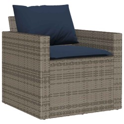 Salon de jardin 4 pcs avec coussins gris résine tressée 581587581587