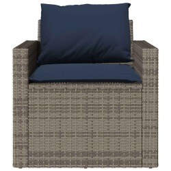 Salon de jardin 4 pcs avec coussins gris résine tressée 581587581587