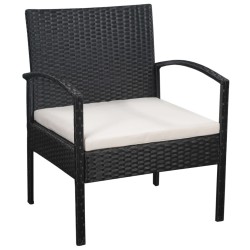 Salon de jardin 5 pcs avec coussins résine tressée noir 581590581590