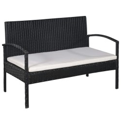 Salon de jardin 5 pcs avec coussins résine tressée noir 581590581590
