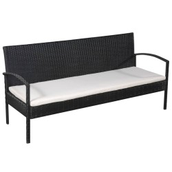 Salon de jardin 5 pcs avec coussins résine tressée noir 581590581590