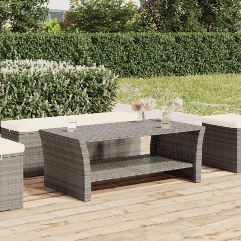 Table basse gris 100x50x40 cm résine tressée 581593581593