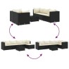 Salon de jardin 6 pcs avec coussins Noir Résine tressée 581601581601
