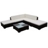 Salon de jardin 6 pcs avec coussins Résine tressée Marron 581603581603