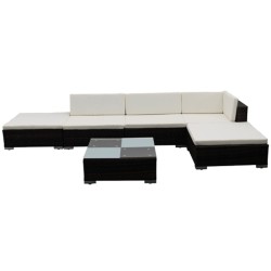 Salon de jardin 6 pcs avec coussins Résine tressée Marron 581603581603