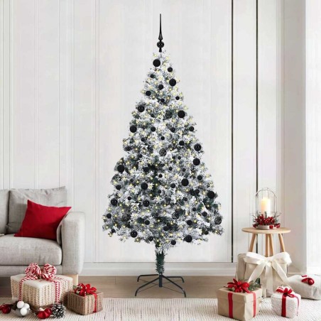 Sapin de Noël artificiel Blanc 210 cm PVC, Acier et Plastique 581613581613