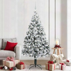 Sapin de Noël artificiel Blanc 210 cm PVC, Acier et Plastique 581614581614