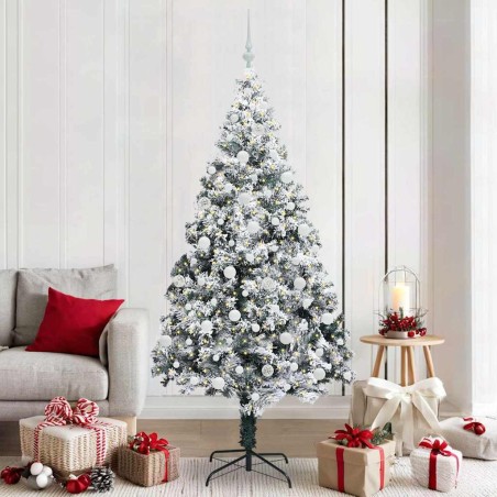 Sapin de Noël artificiel Blanc 210 cm PVC, Acier et Plastique 581614581614