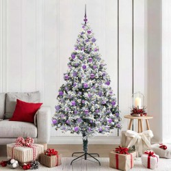 Sapin de Noël artificiel Blanc 210 cm PVC, Acier et Plastique 581632581632