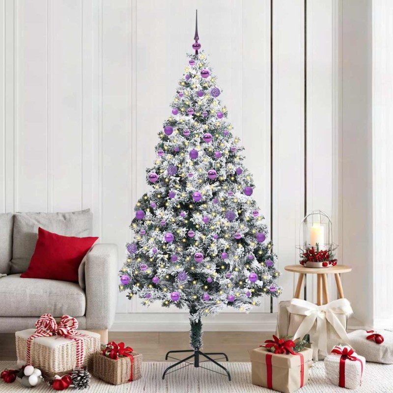 Sapin de Noël artificiel Blanc 210 cm PVC, Acier et Plastique 581632581632