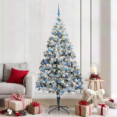 Sapin de Noël artificiel Blanc 210 cm PVC, Acier et Plastique 581635581635